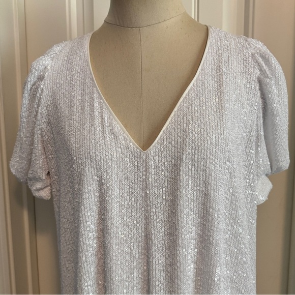 Muche Et Mouchette OS White Sequin Mini Dress ~ Cocktail Party Holiday Festive - Picture 2 of 7